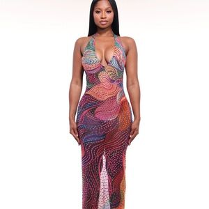 Vibrant Backless Maxi Dress